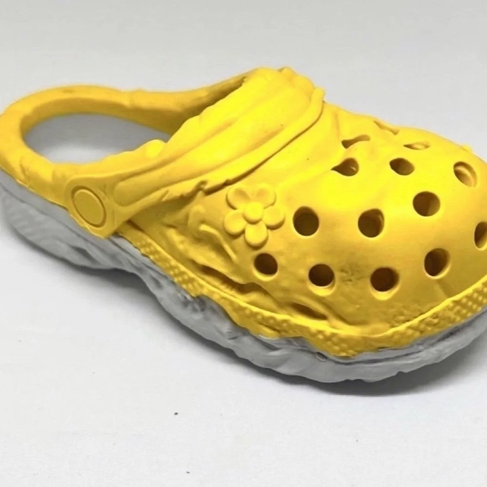 Natural Rubber Dog Chew Toy Slipper | Yellow Treat Dispenser | 5x2 in‎